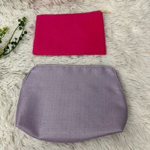 Lancome 2 piece lot Makeup Cosmetic zip organizer‎ Pouch Bags lavender pink NEW